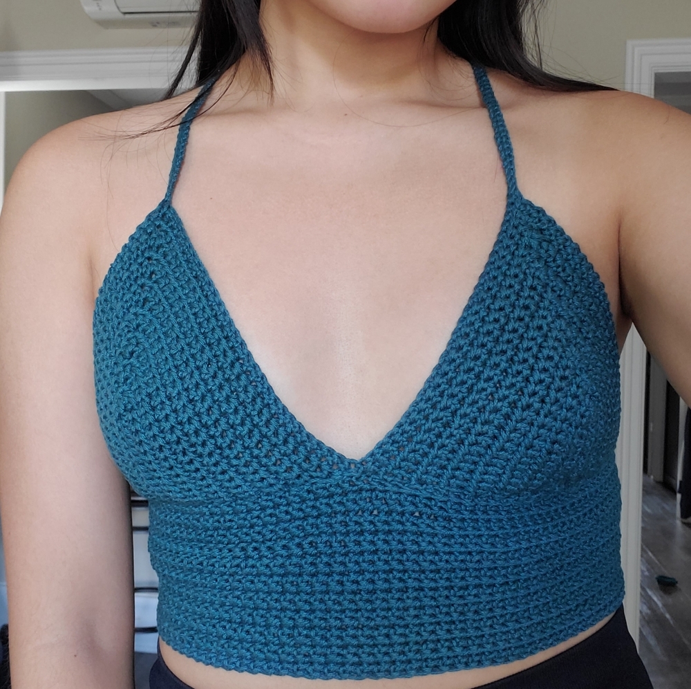 Crochet lace back crop top